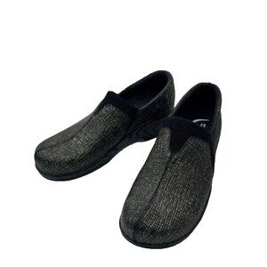 Klogs Black Leather Gold Specs Slip On Clogs Women's Size 7